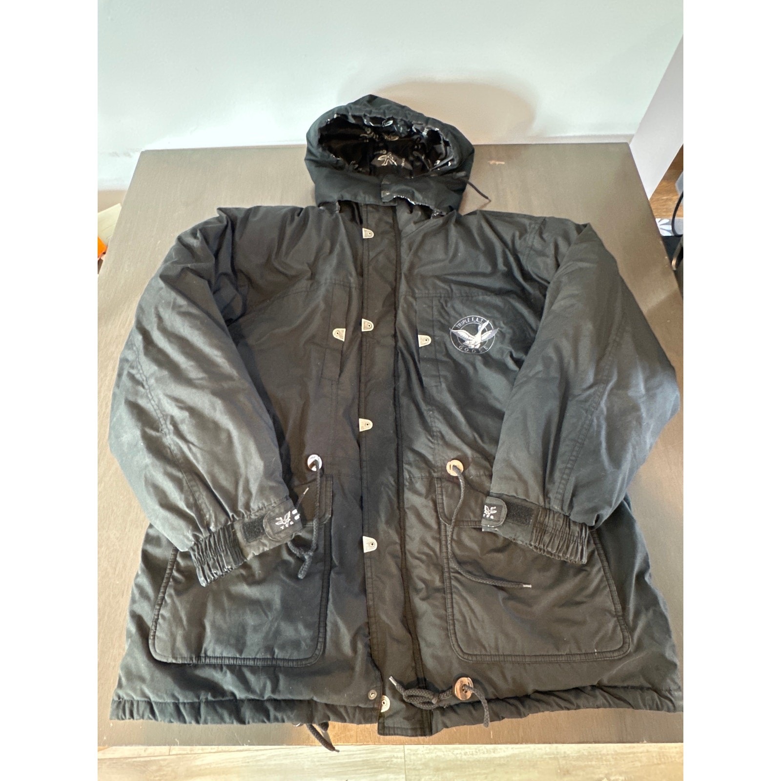 Vintage Triple Fat FAT Goose Black Down Utility Parka Field Jacket Size Xl Vintage Triple Fat FAT Goose Black Down Utility Parka Field Jacket Size Xl